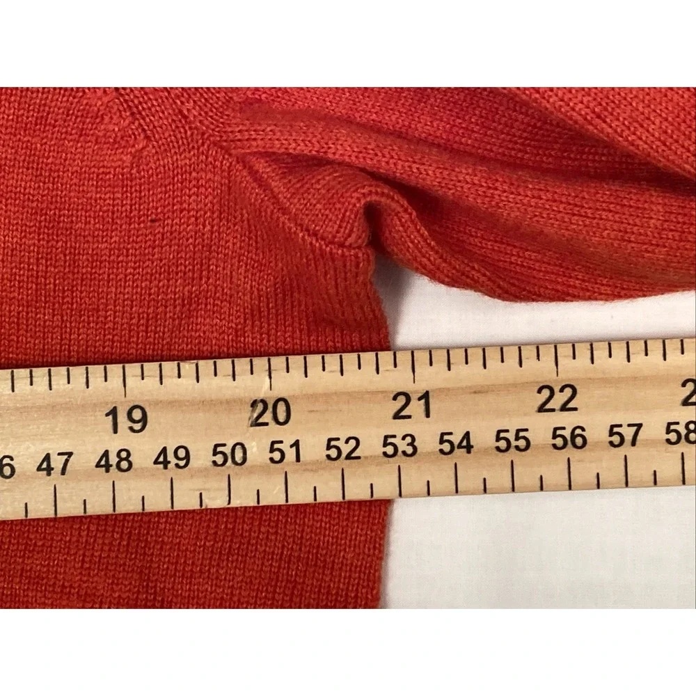 Banana Republic Bright Orange Merino Wool V Neck Stripe Sweater Mens Size L‎
